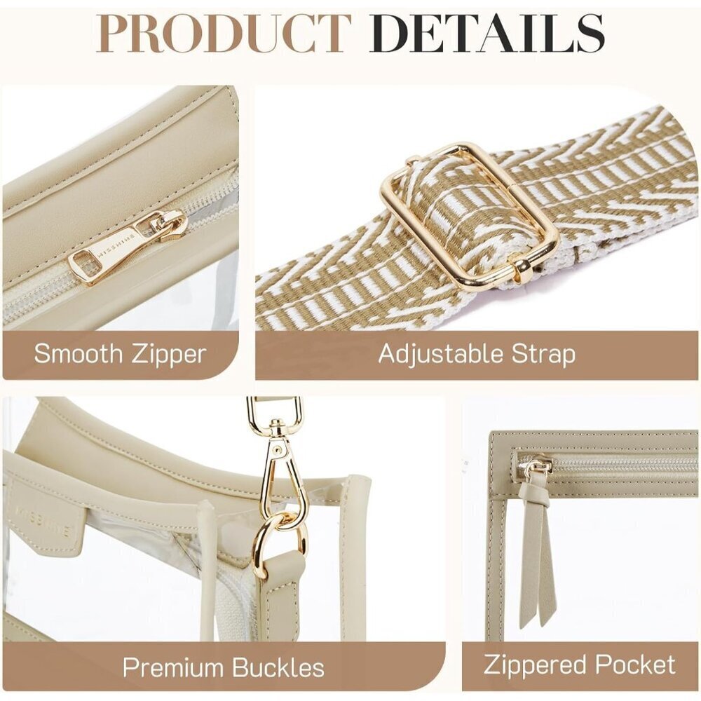 Clear Crossbody Bag Women PVC Stadium Approved Concert Purse with Adjustable Str - Picture 4 of 7